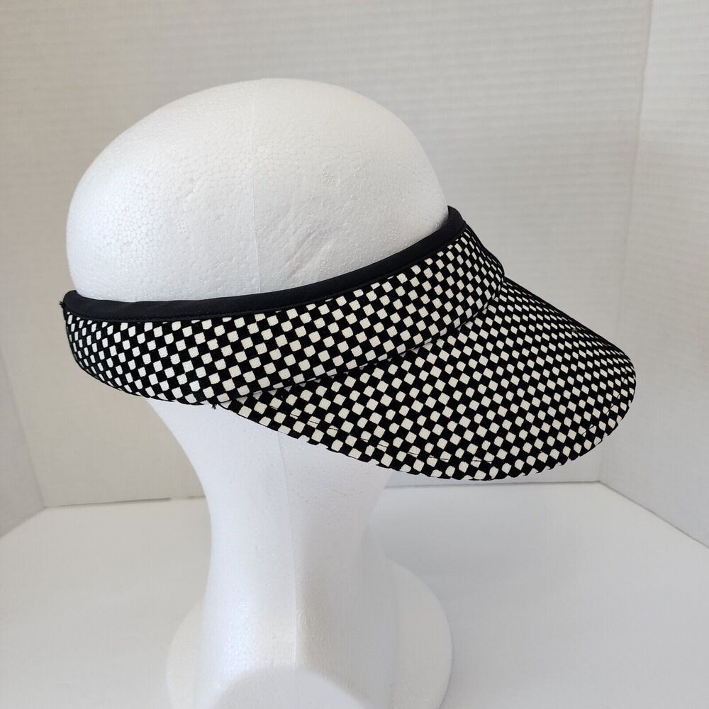 Lele Sadoughi Women's Checkered Visor Black and White New With Tags - Picture 6 of 8